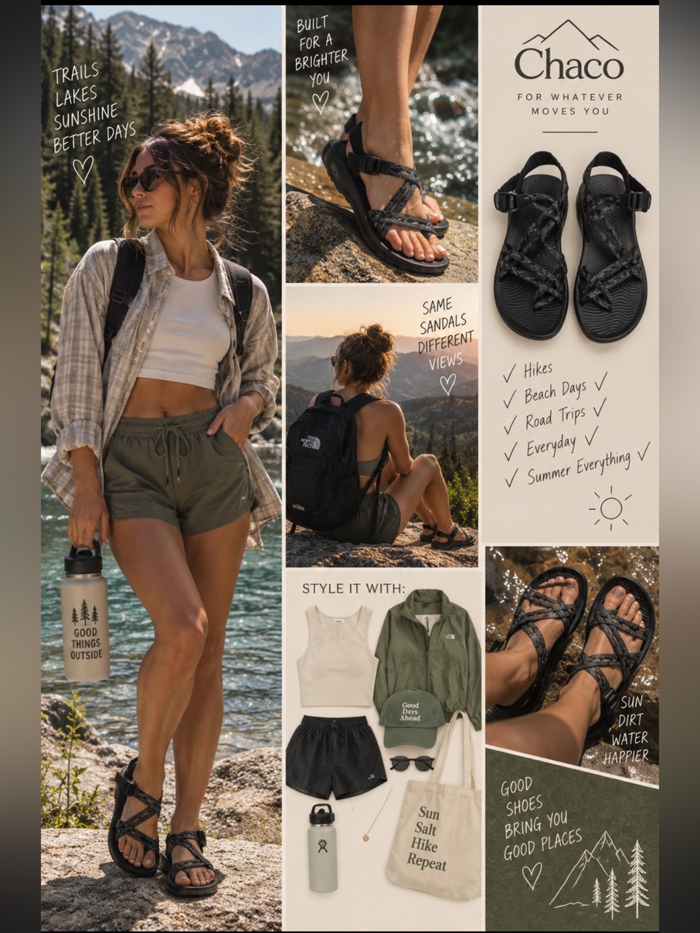 Chaco Women's Black and Gray Sandals